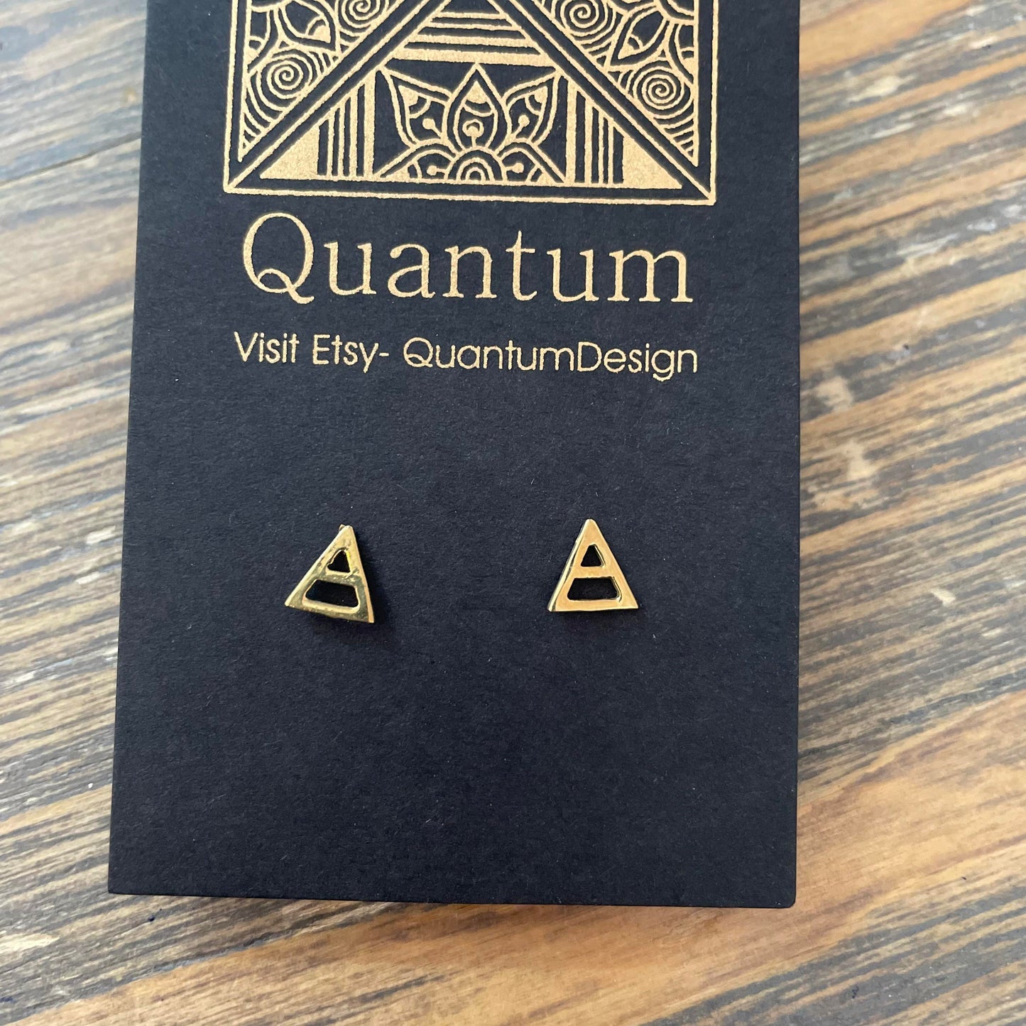 Ayla Brass Triangle Stud Earrings