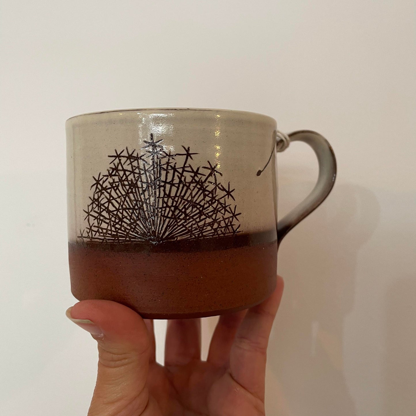 Large Red Scraffito Mug