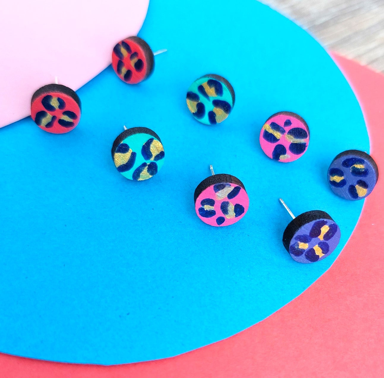 Leopard Small Circle Stud Earrings