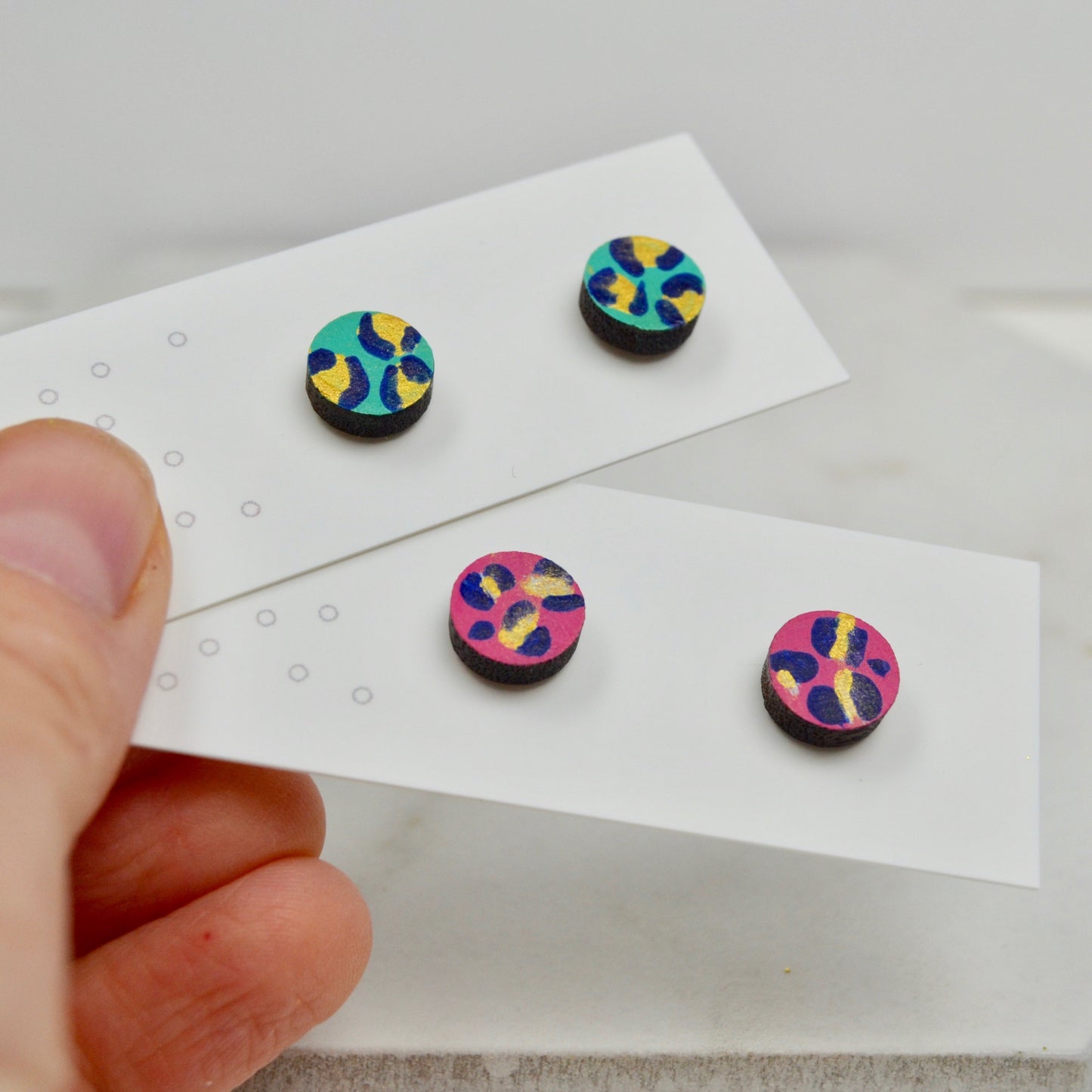 Leopard Small Circle Stud Earrings