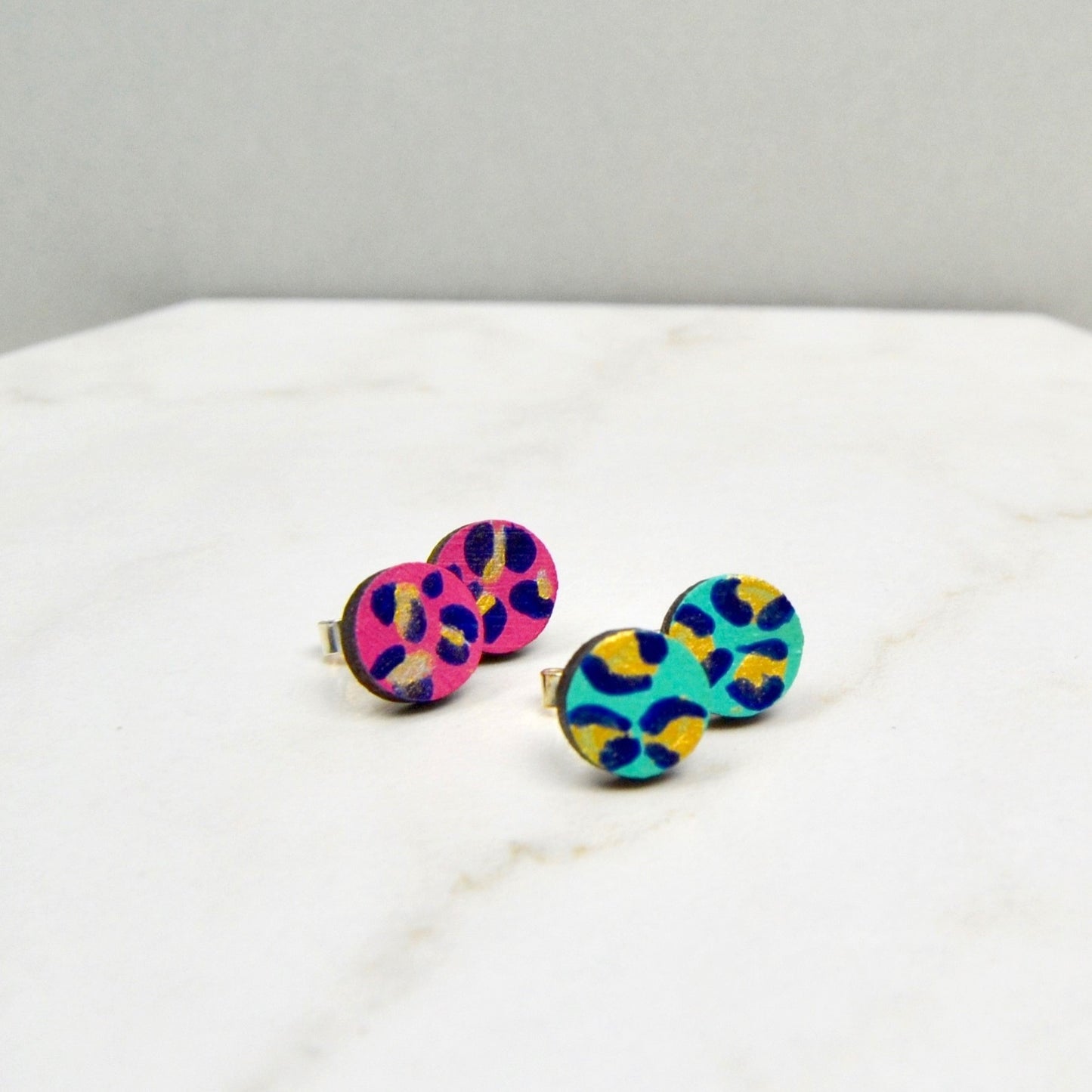 Leopard Small Circle Stud Earrings