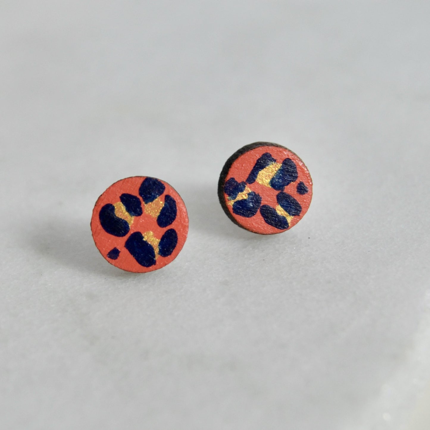 Leopard Small Circle Stud Earrings