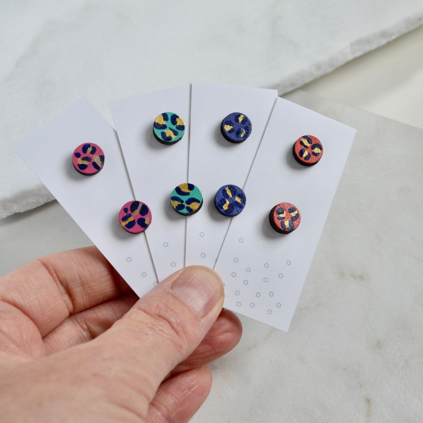 Leopard Small Circle Stud Earrings