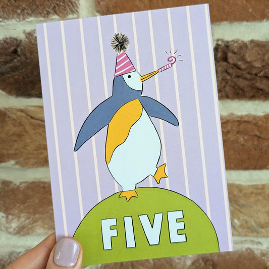 Birthday Penguin Card (Age 5)
