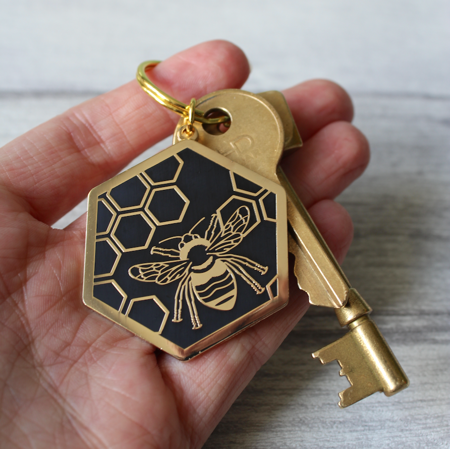Honeycomb & Bee Keyring