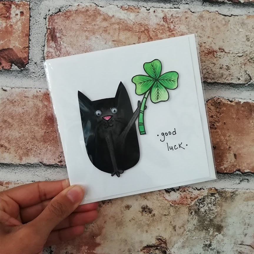 Black Cat Good Luck Card