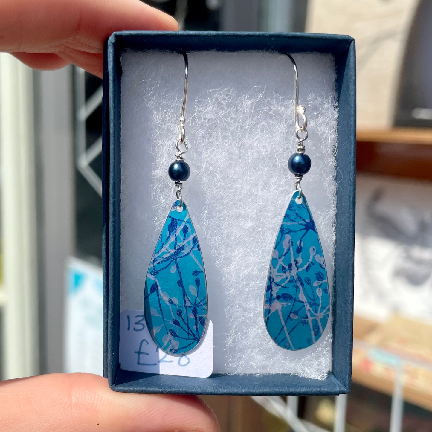 Cow Parsley Drop Earrings with Bead