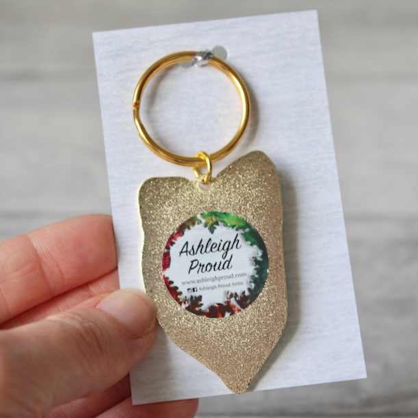 Pink and Green Caladium Keyring