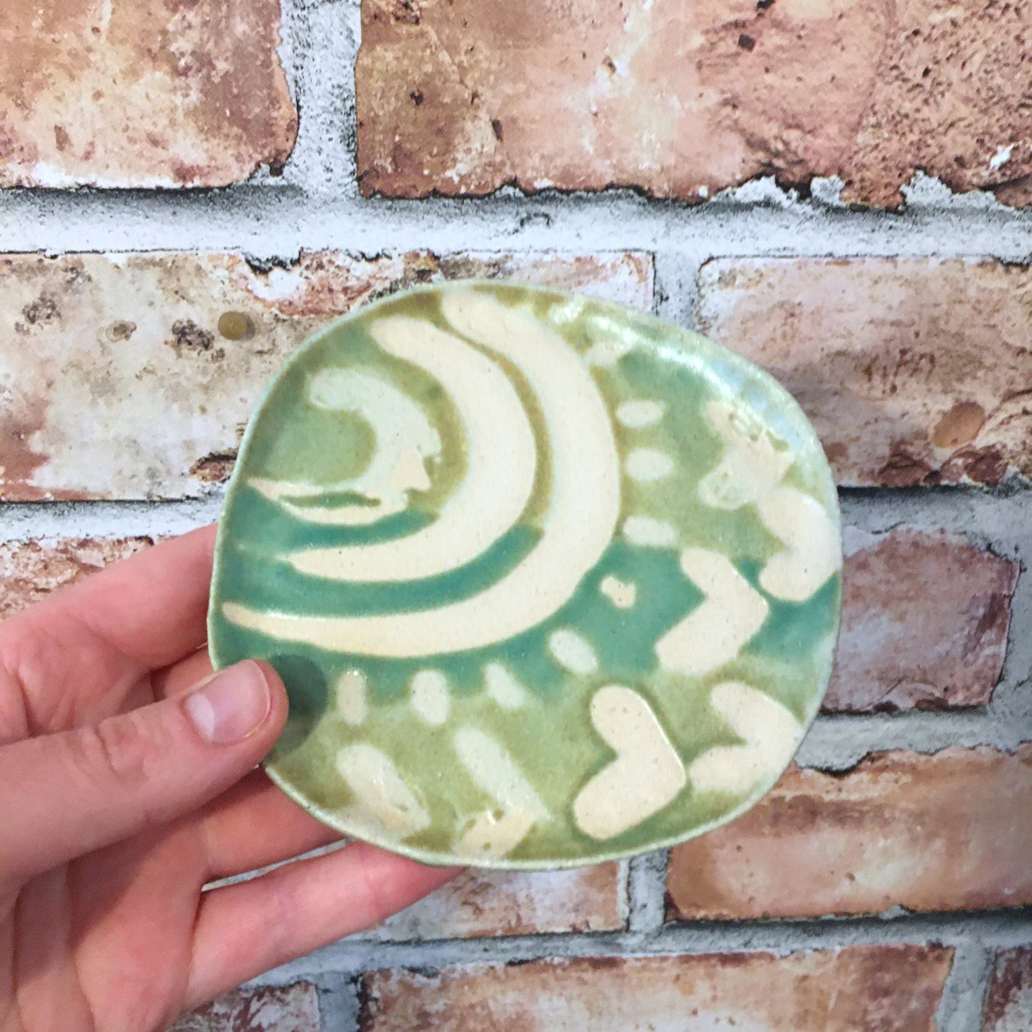 Patterned Green Soap Dish/ Coaster