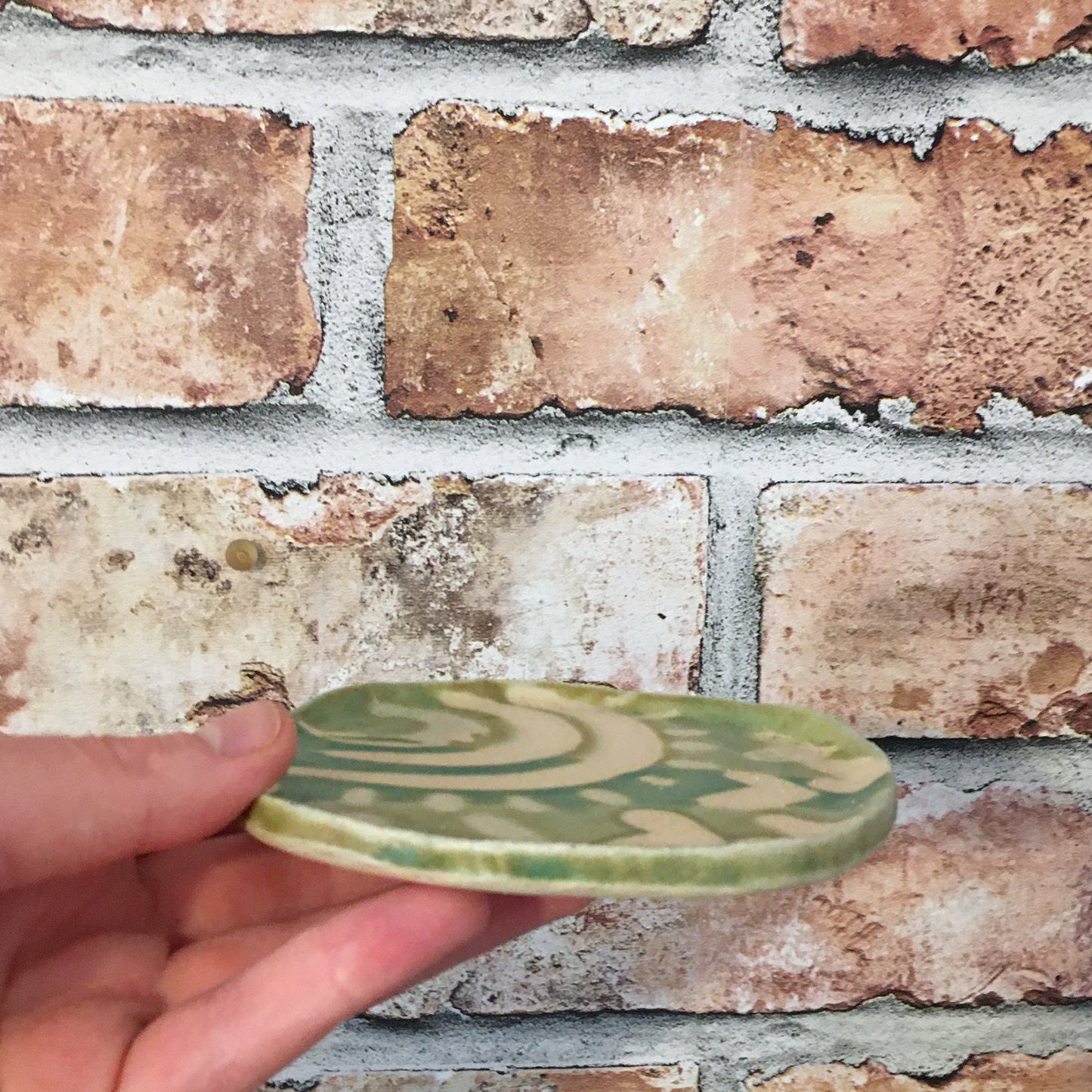 Patterned Green Soap Dish/ Coaster