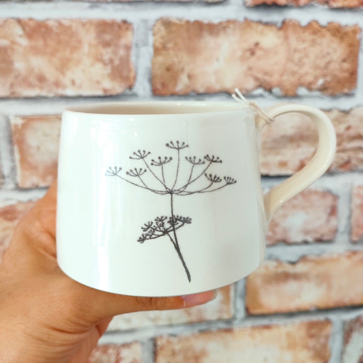 Large White Monoprint Mug