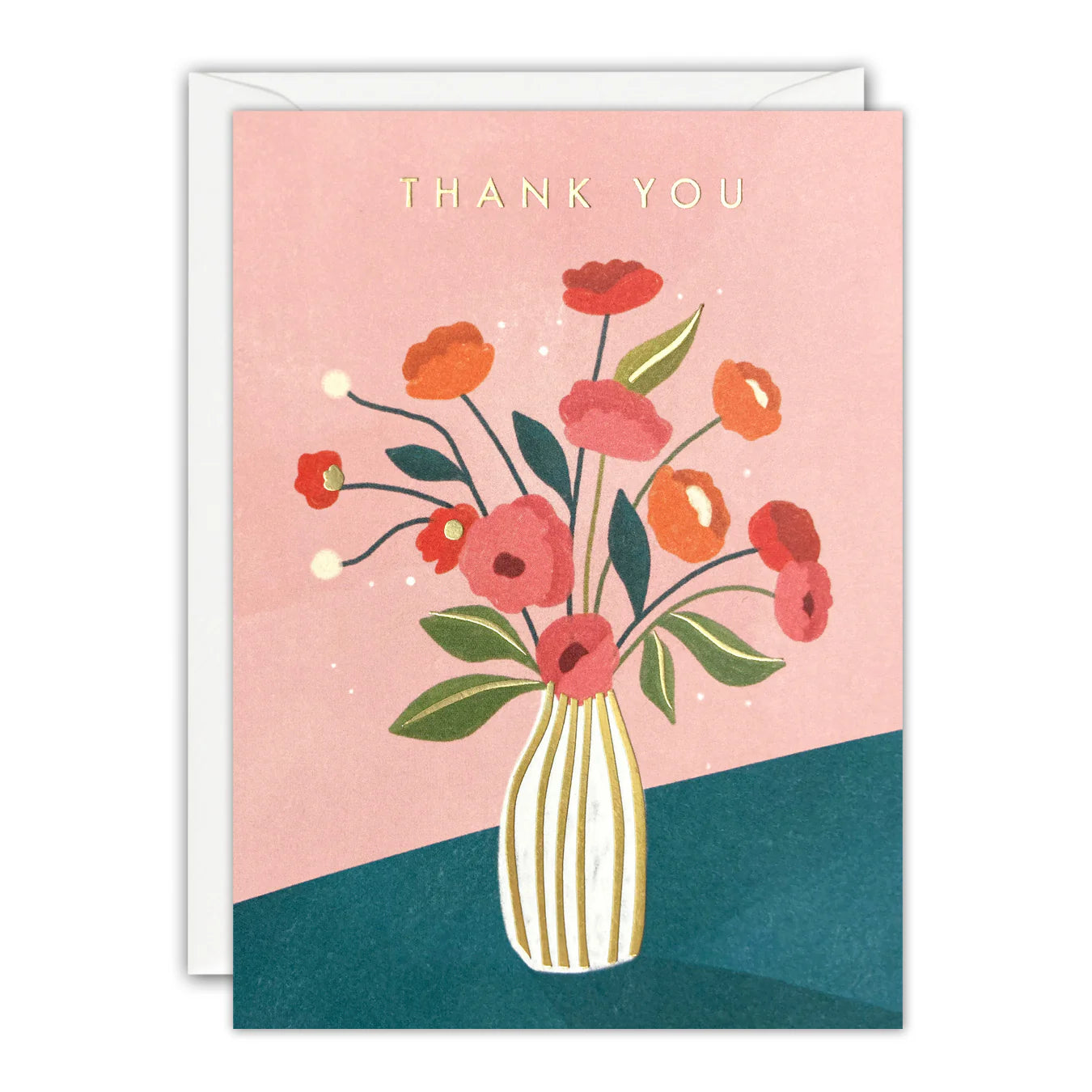 Mini Thank You Cards Pack Of 5 - Flower Vase