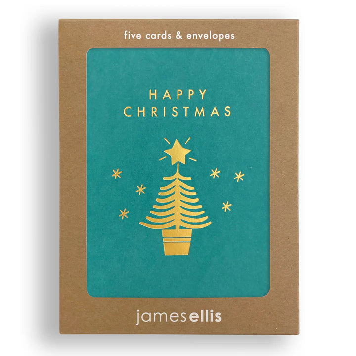 Gold Tree Christmas Cards - Pack of 5
