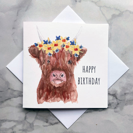 Highland Cow Birthday Card