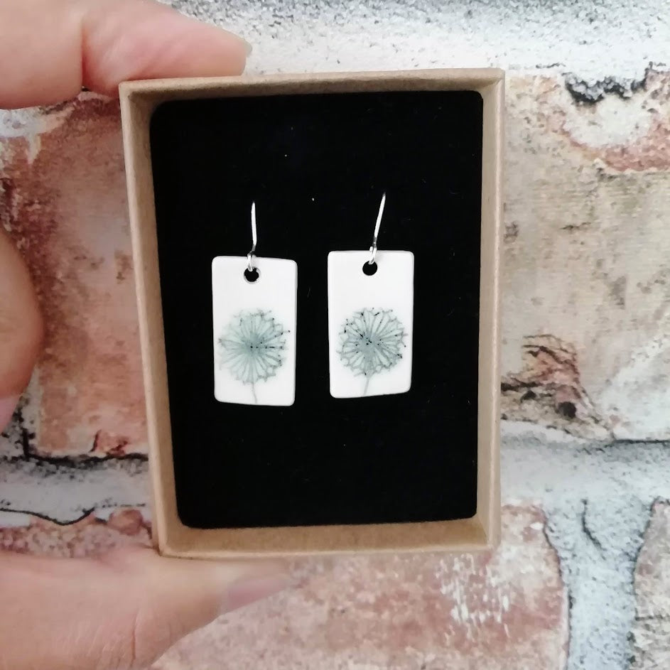 Ceramic Hook Earrings Dandelion Design