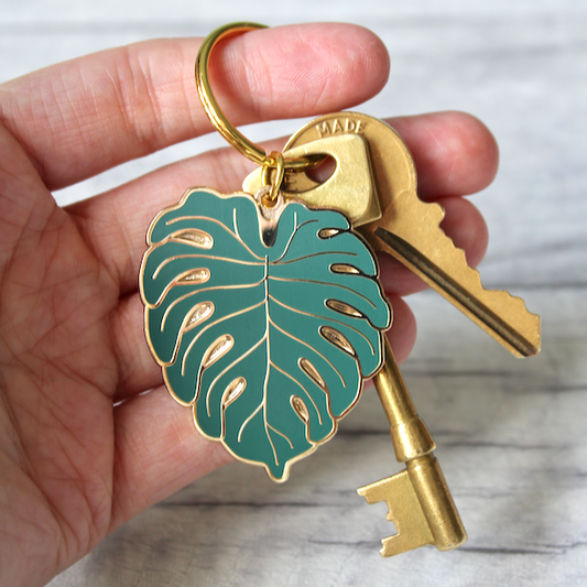 Green Monstera Deliciosa Leaf Keyring