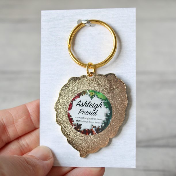 Green Monstera Deliciosa Leaf Keyring