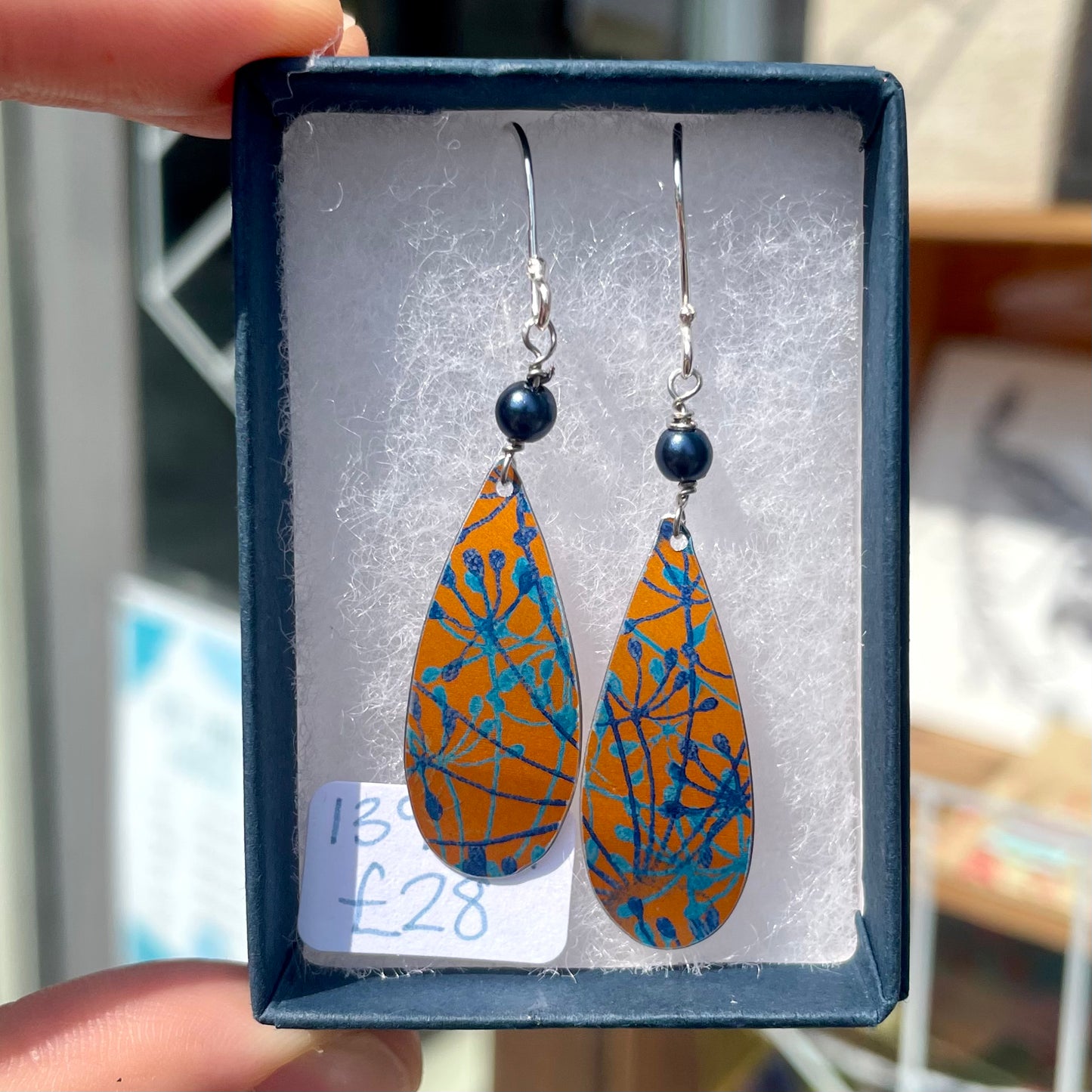 Cow Parsley Drop Earrings with Bead