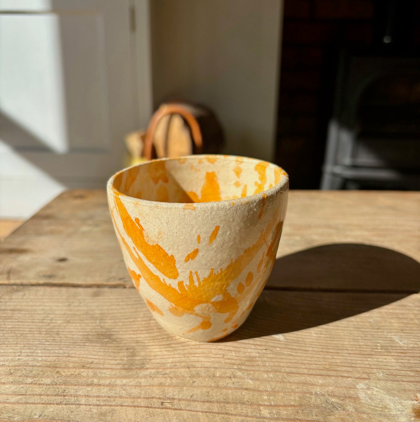 Orange Splatter Ceramic Tumbler