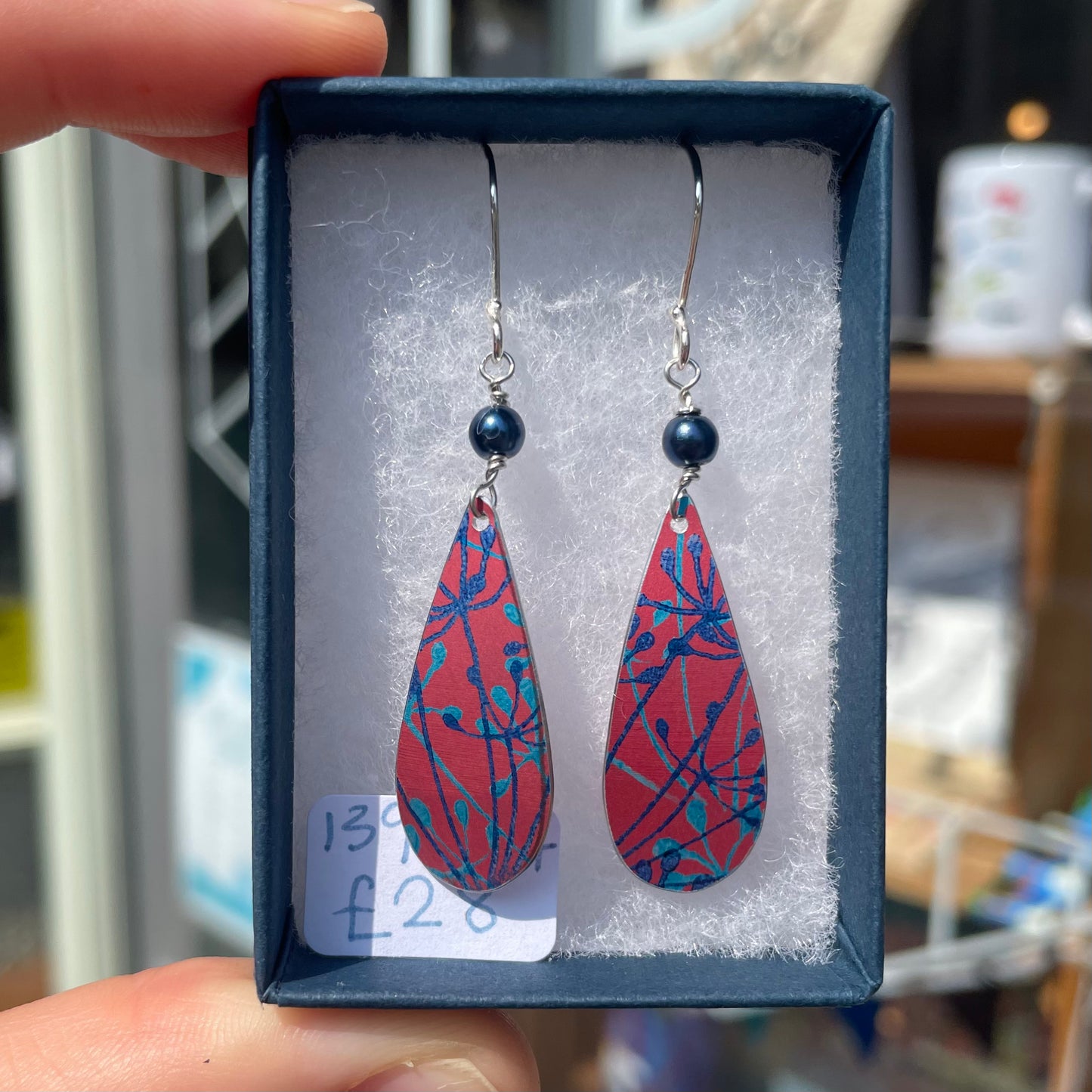 Cow Parsley Drop Earrings with Bead