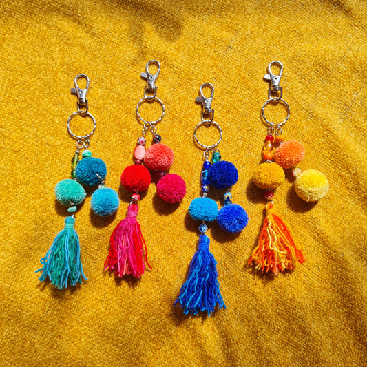 Pom Pom Tassel Keyrings - All Colours