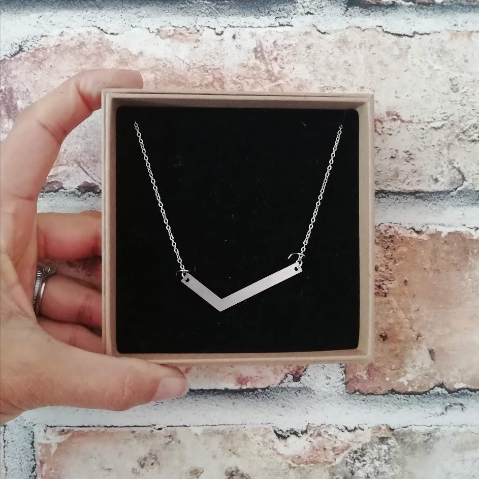 Brass/Silver Chevron Necklace