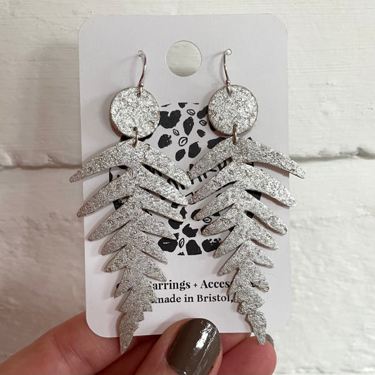 Silver Fern Earrings Cork