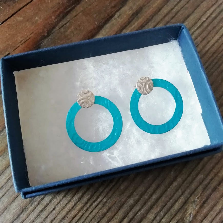 Textured Hoops Studs