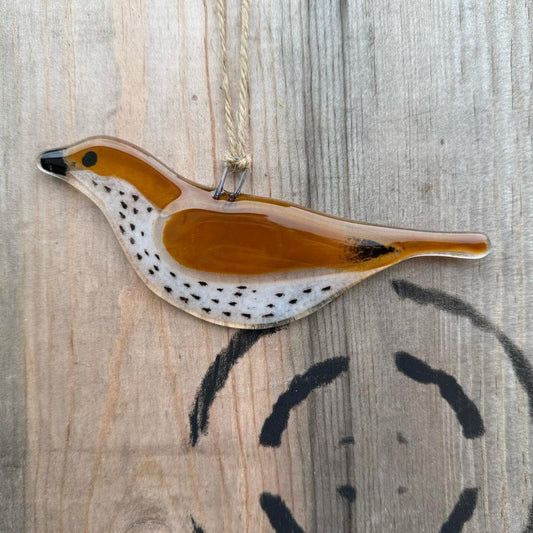 Fused Glass Hanging Thrush