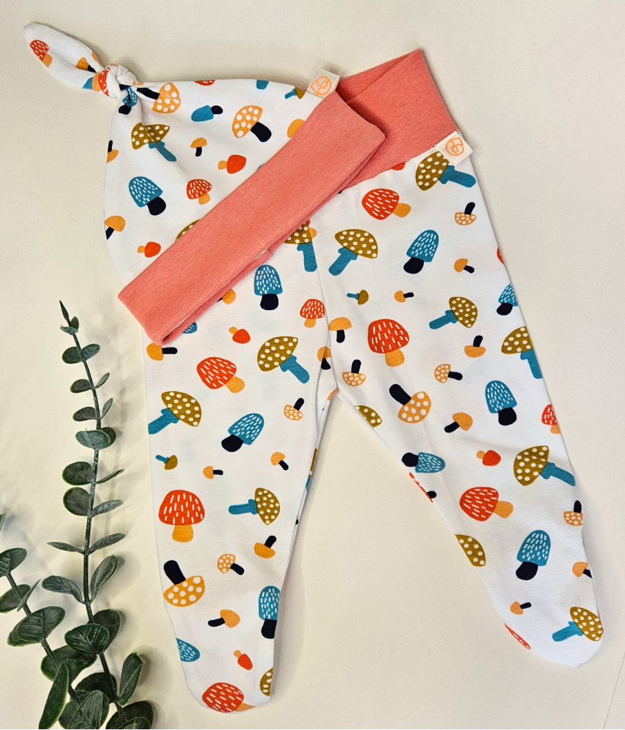 Footed Leggings & Hat Set - Toadstools
