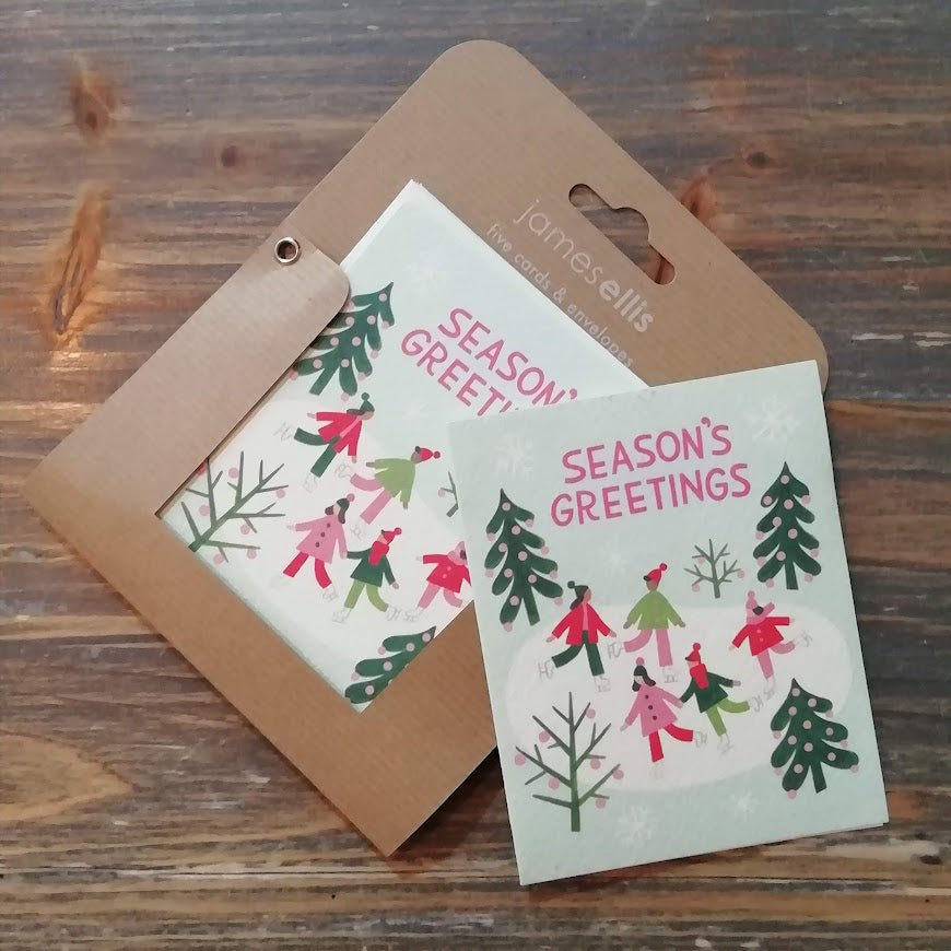 Mini Christmas Cards Pack of 5 - Ice Skating