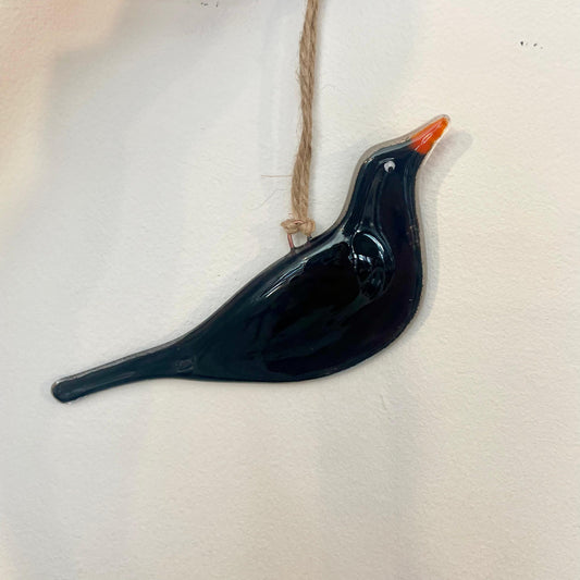 Fused Glass Hanging Blackbird