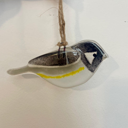Fused Glass Hanging Coal Tit
