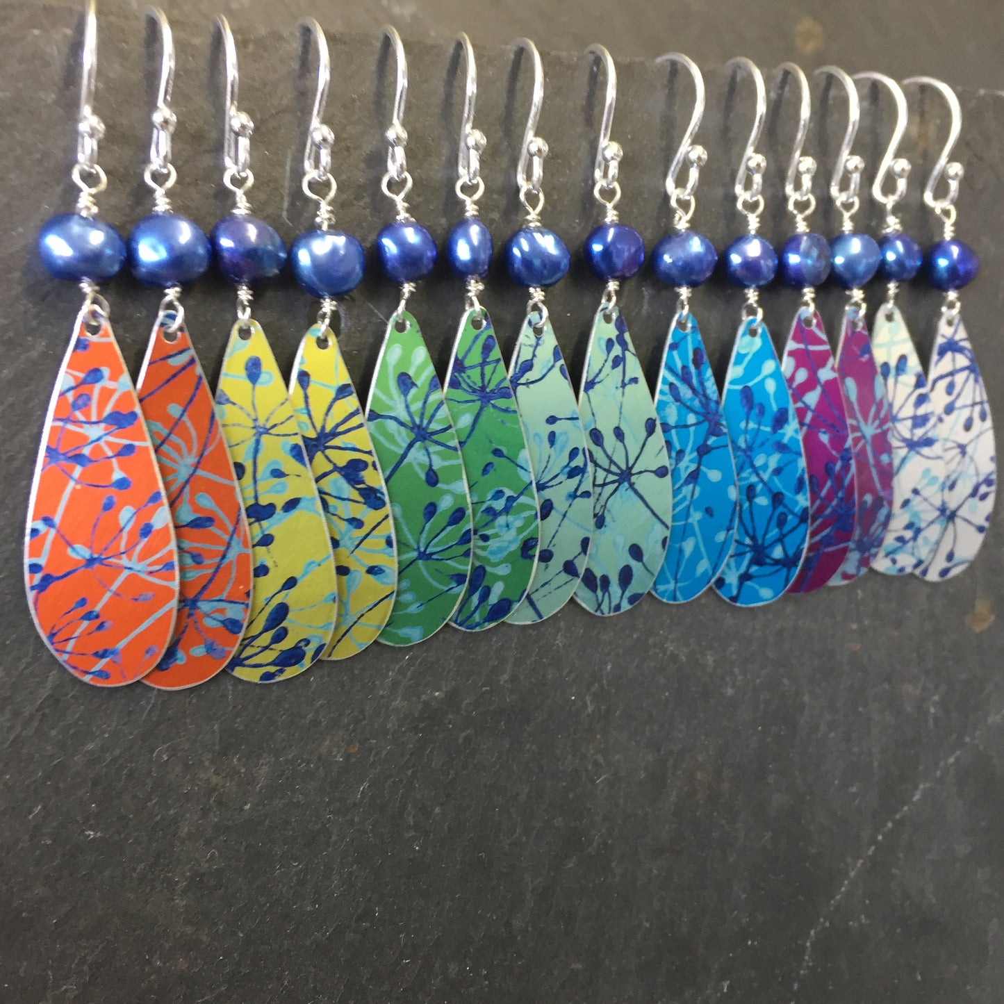 Cow Parsley Drop Earrings with Bead