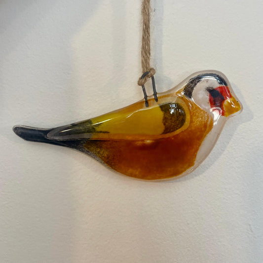 Fused Glass Hanging Goldfinch