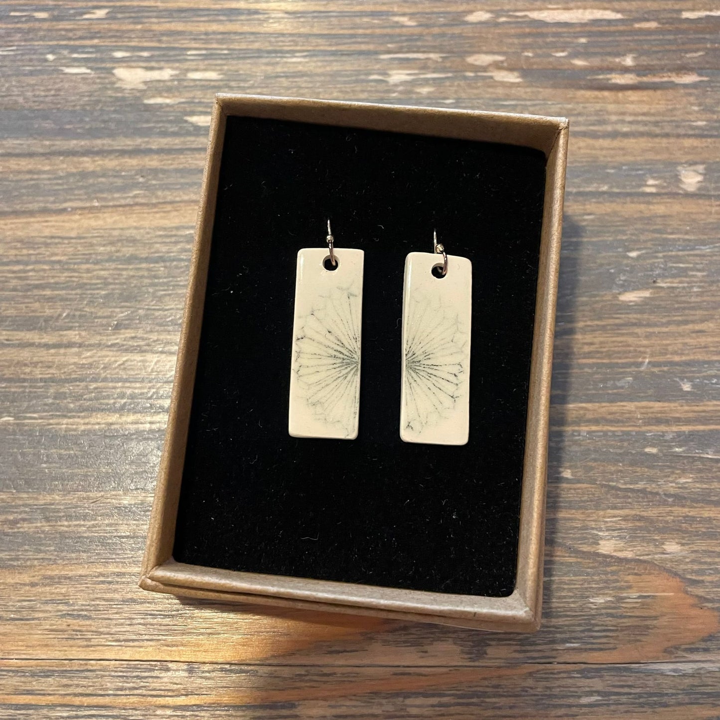 Ceramic Hook Earrings Dandelion Design