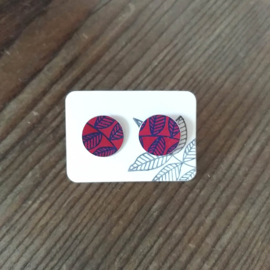 Large Leaf Print Studs