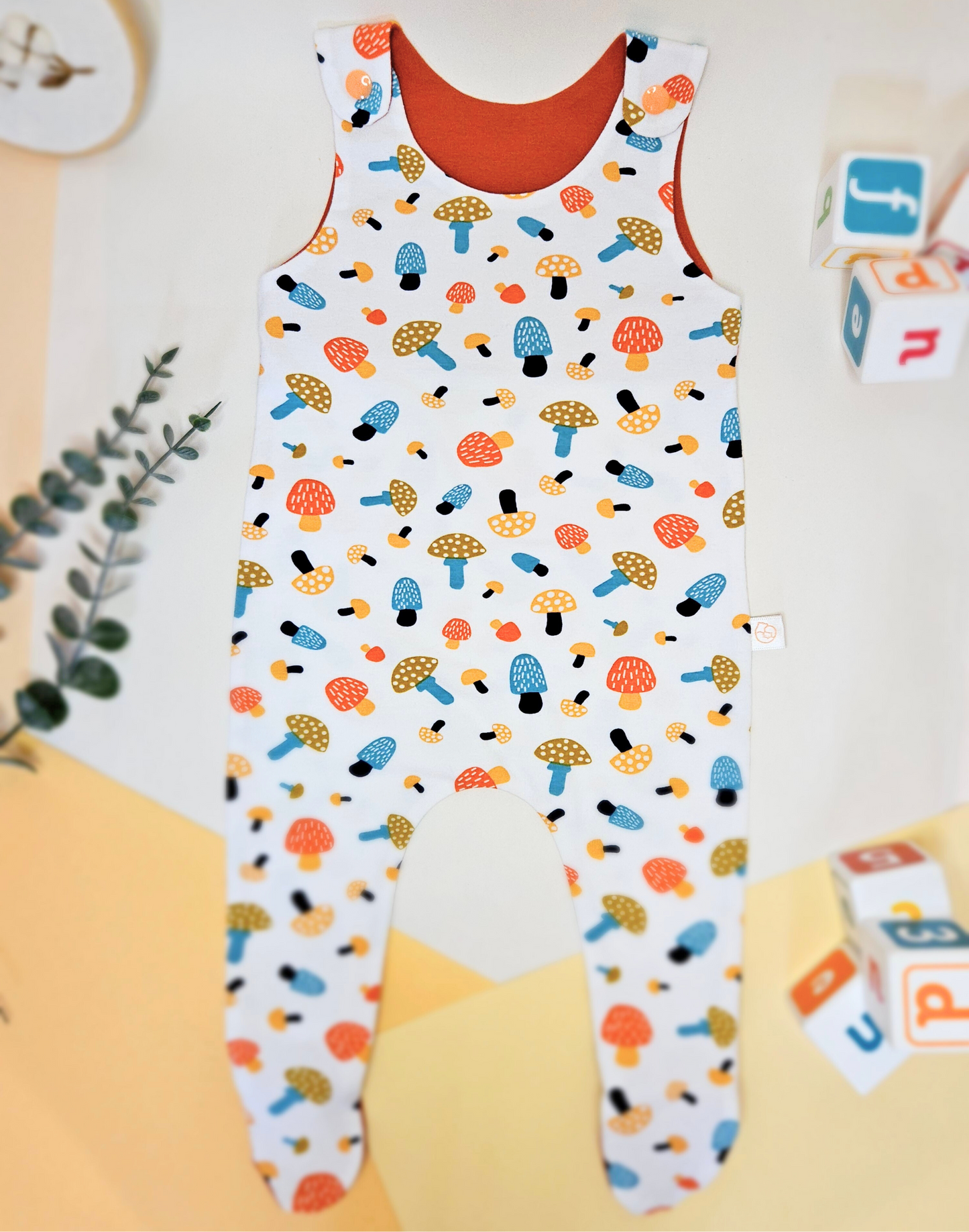 Footed Romper - Toadstools
