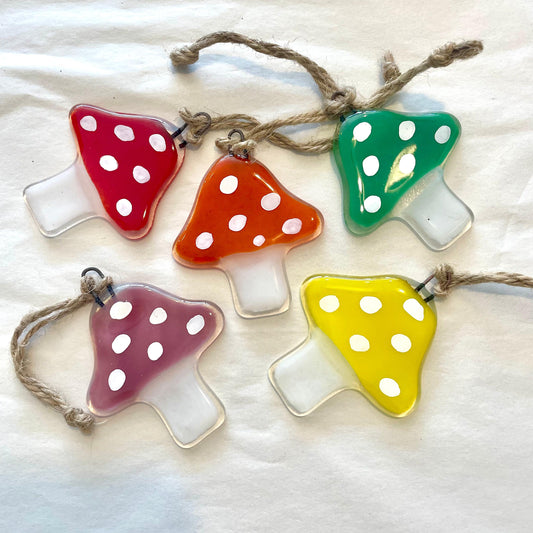 Fused Glass Hanging Mushroom