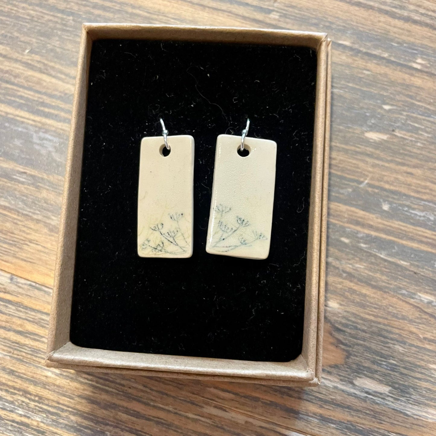 Ceramic Hook Earrings Dandelion Design