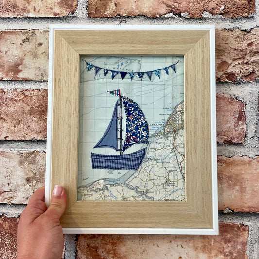 Sailing Clevedon Embroidered Framed Picture