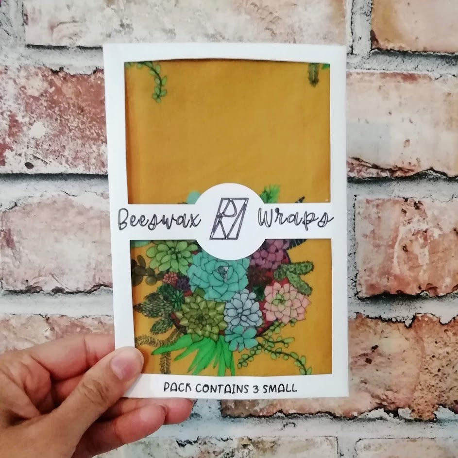 Small Beeswax Wraps Succulents x3