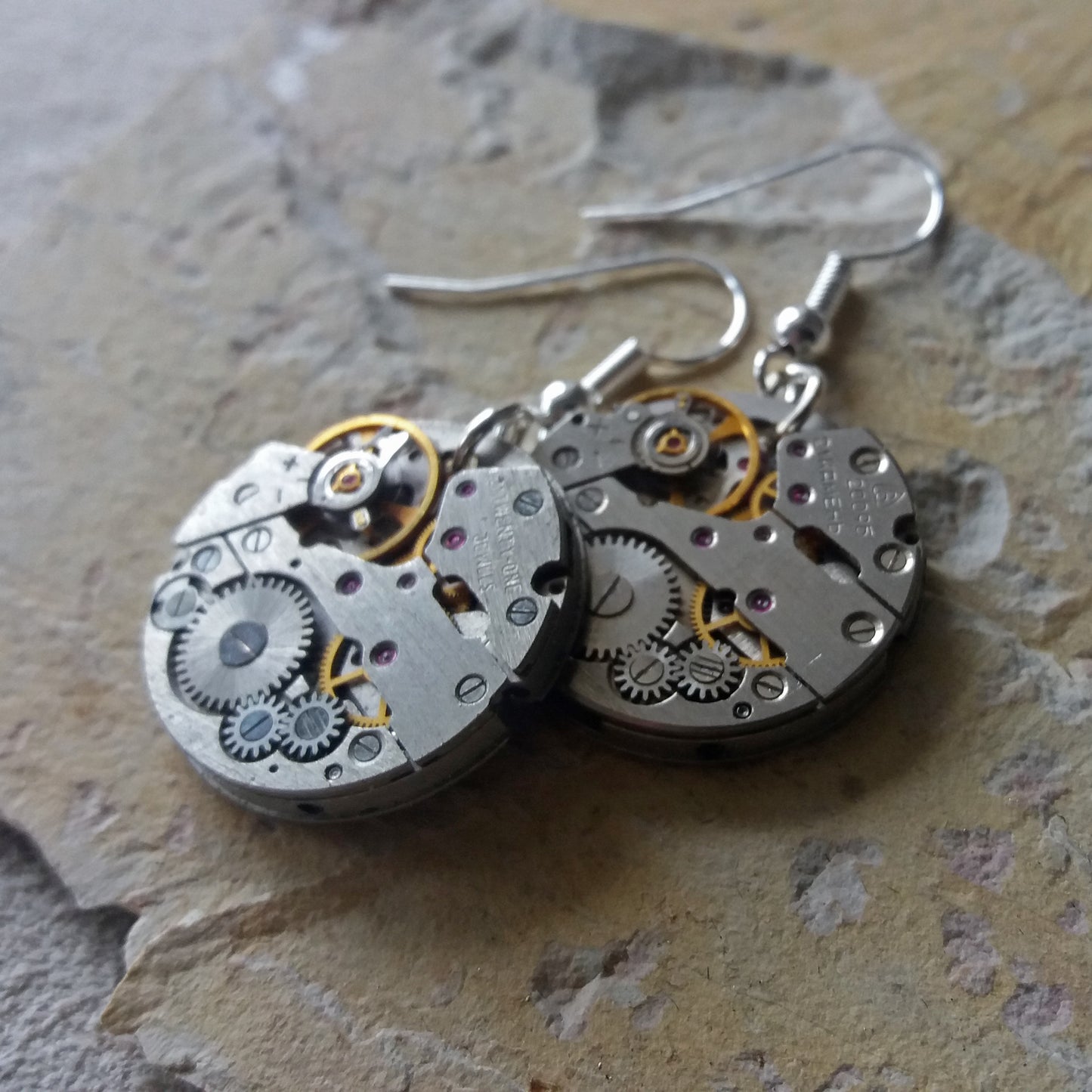 Watch Mechanism Drop Earrings