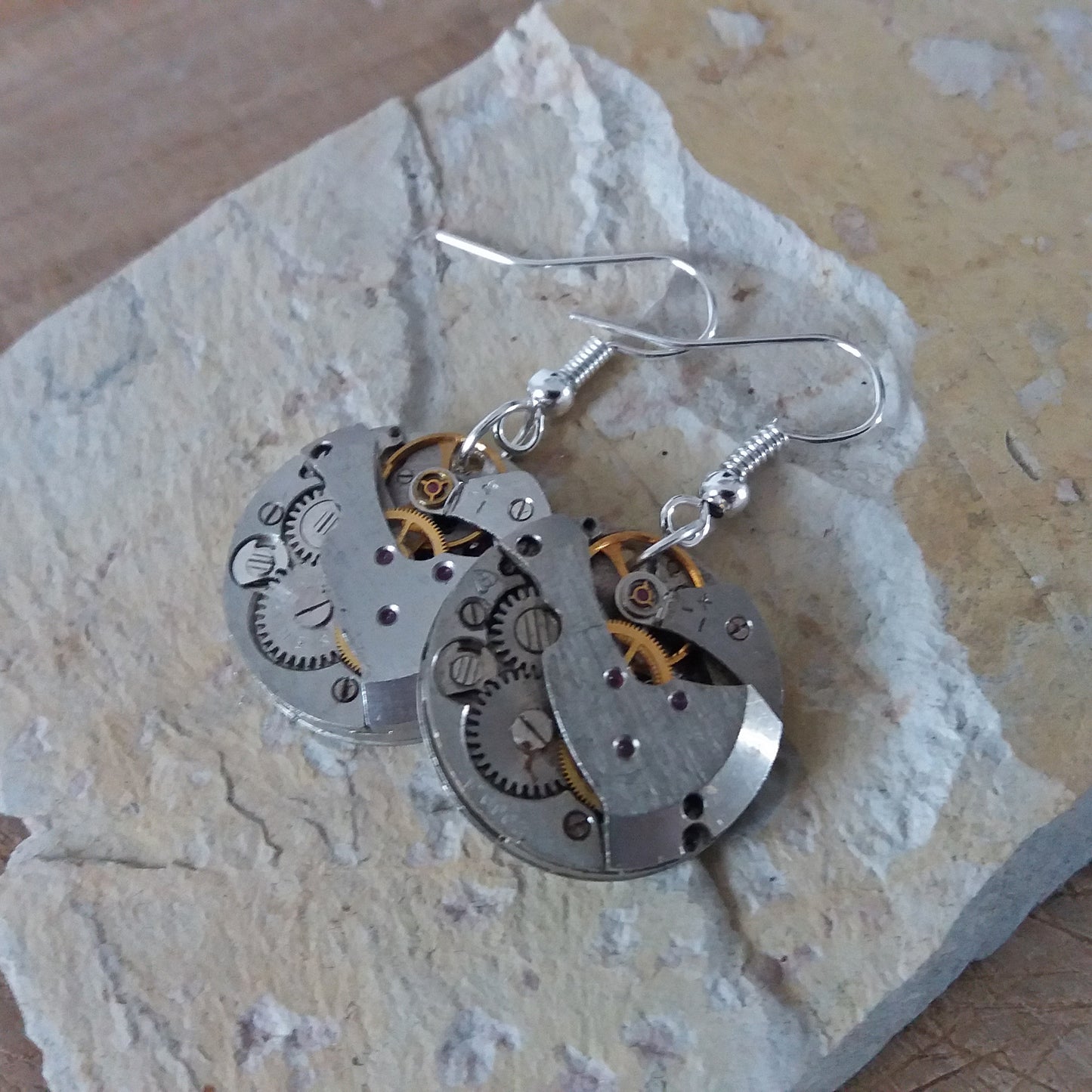 Watch Mechanism Drop Earrings