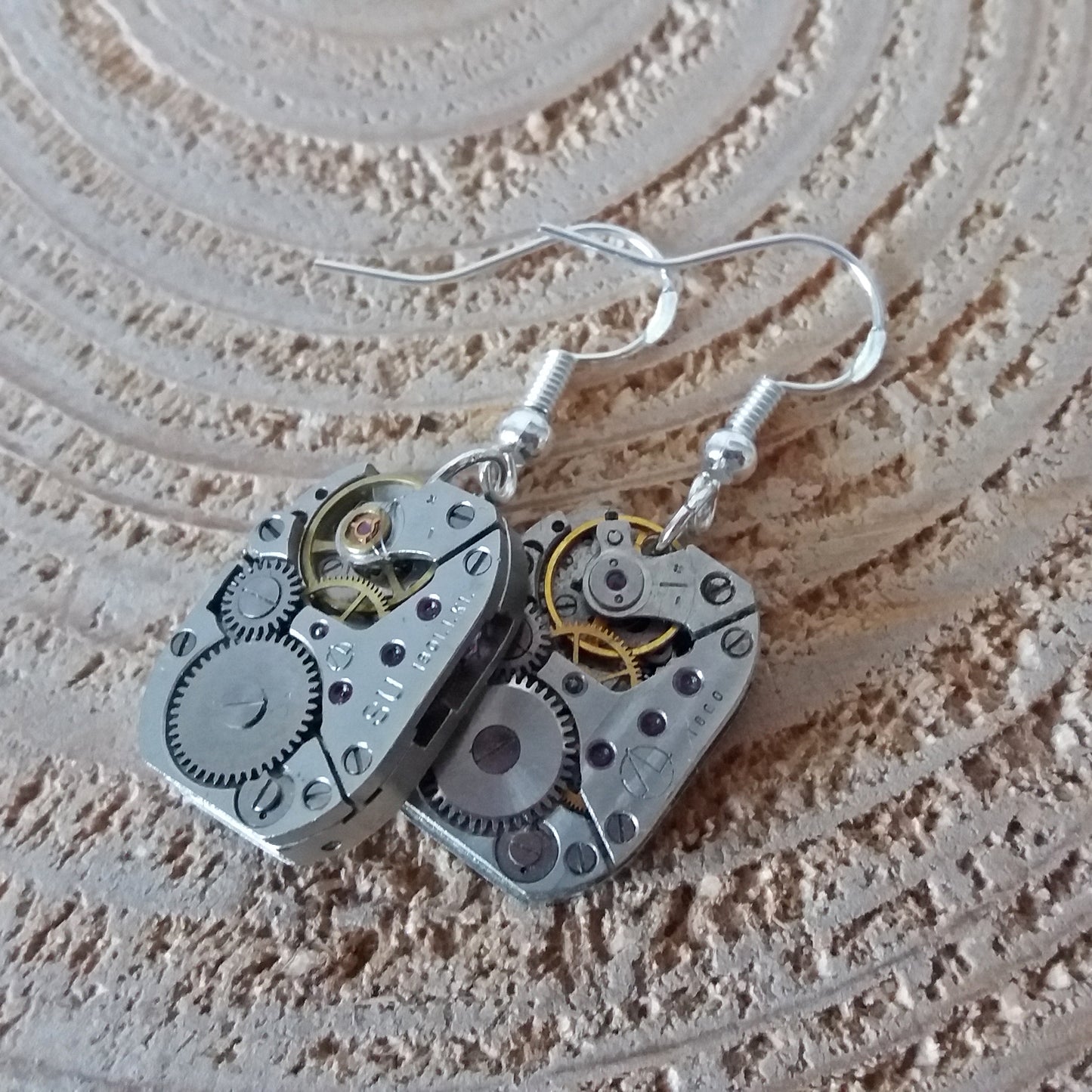 Watch Mechanism Drop Earrings