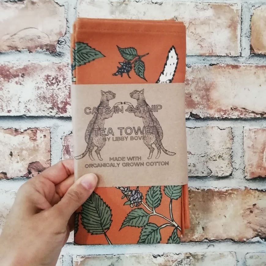 Red Cats Tea Towel