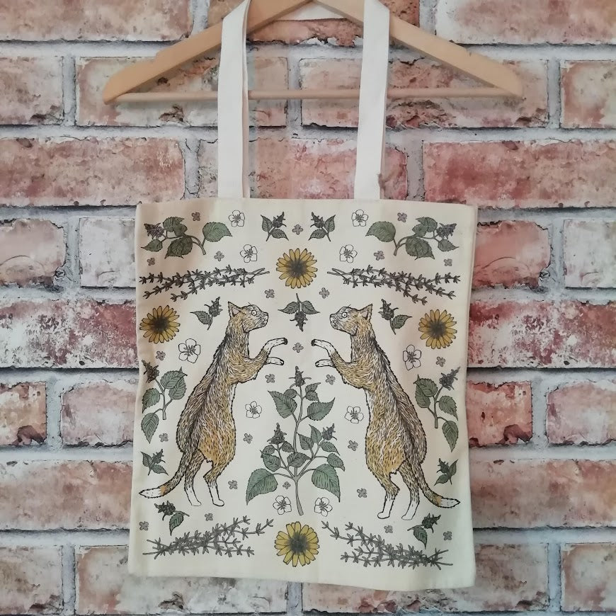 Cats In Catnip Tote Bag Cream