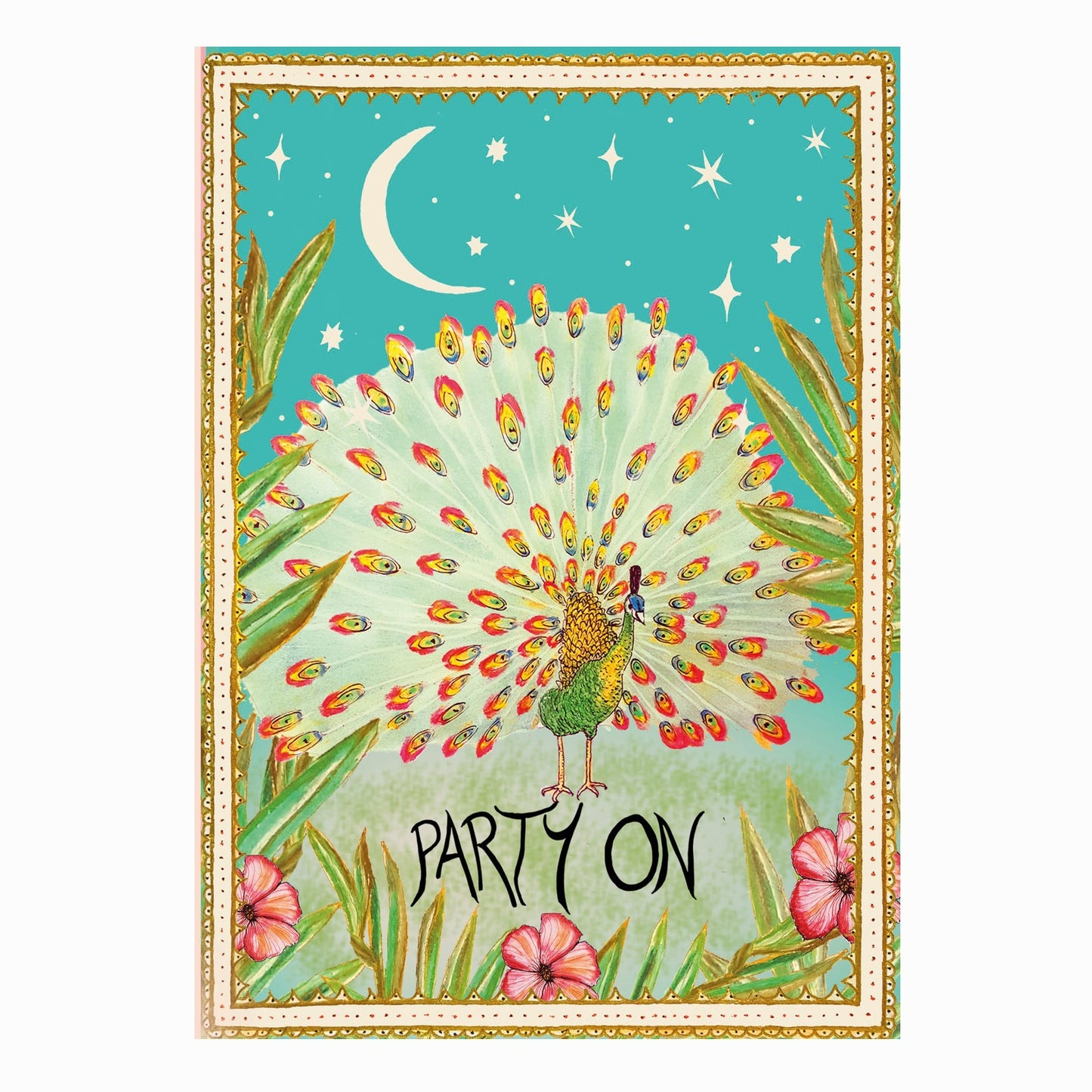 Party On Peacock Card