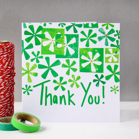 Thank You Green Flowers Card