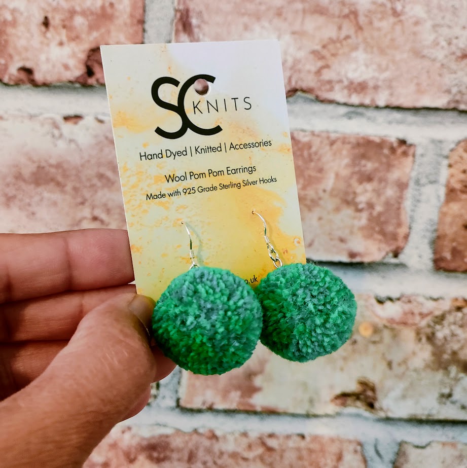 Single Pompom Earrings - Various Colours